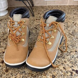 Tan Hiking-Style Boots with Accent Laces